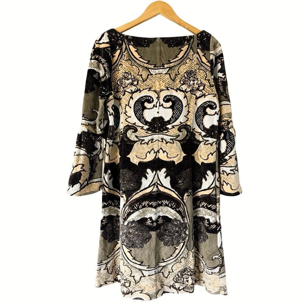 LAFAYETTE 148 Baroque Print 3/4 Sleeve Tunic Dress Size M - Picture 2 of 7